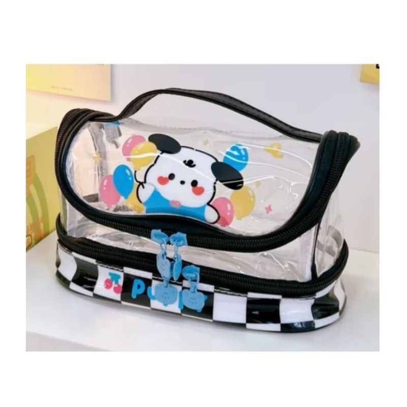 GENERICO - CARTUCHERA  NECESER DOBLE COMPARTIMENTO KAWAI NEGRO