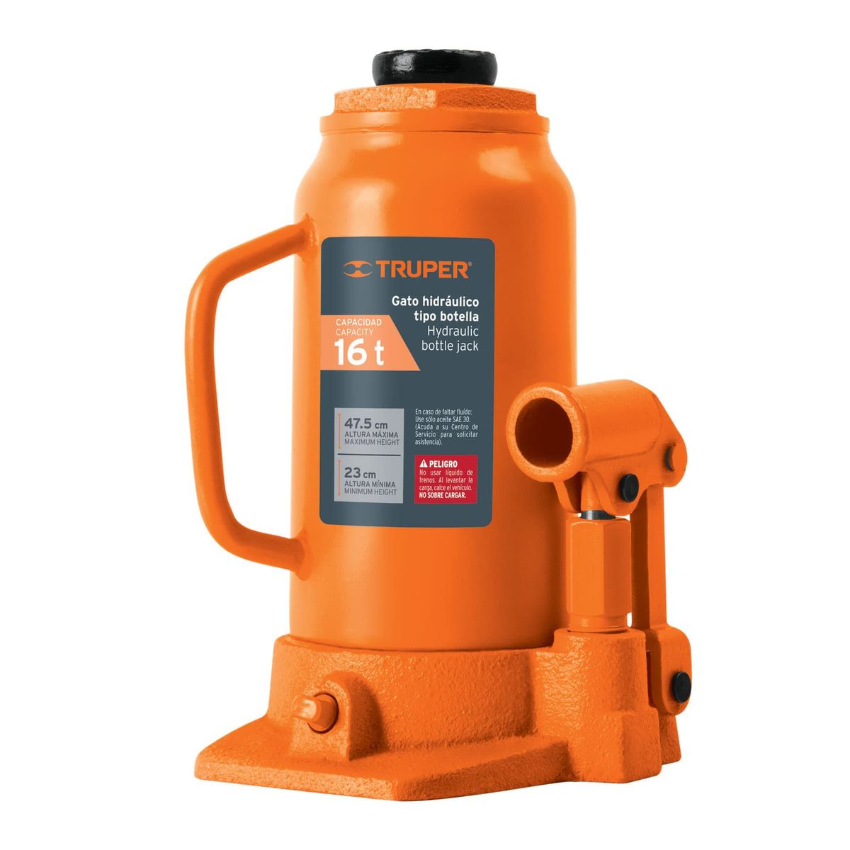 TRUPER - Gato hidráulico de botella de 16 Ton, Truper
