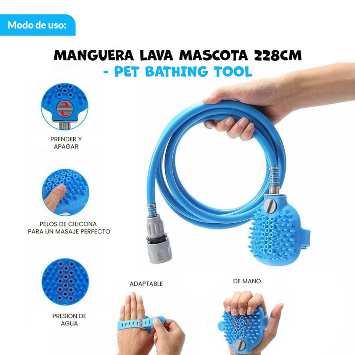 GENERICO - Manguera para bañar mascotas Pet Bathing Tool 228CM