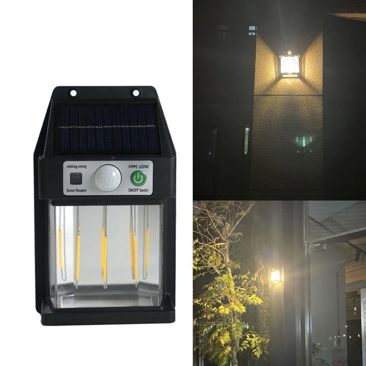 OEM - Lampara farol con Panel Solar luz cálida y Sensor de Movimiento