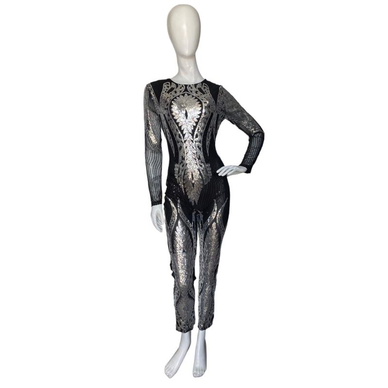 GENERICO - Enterizo de Manga Larga con Lentejuelas - Talla M