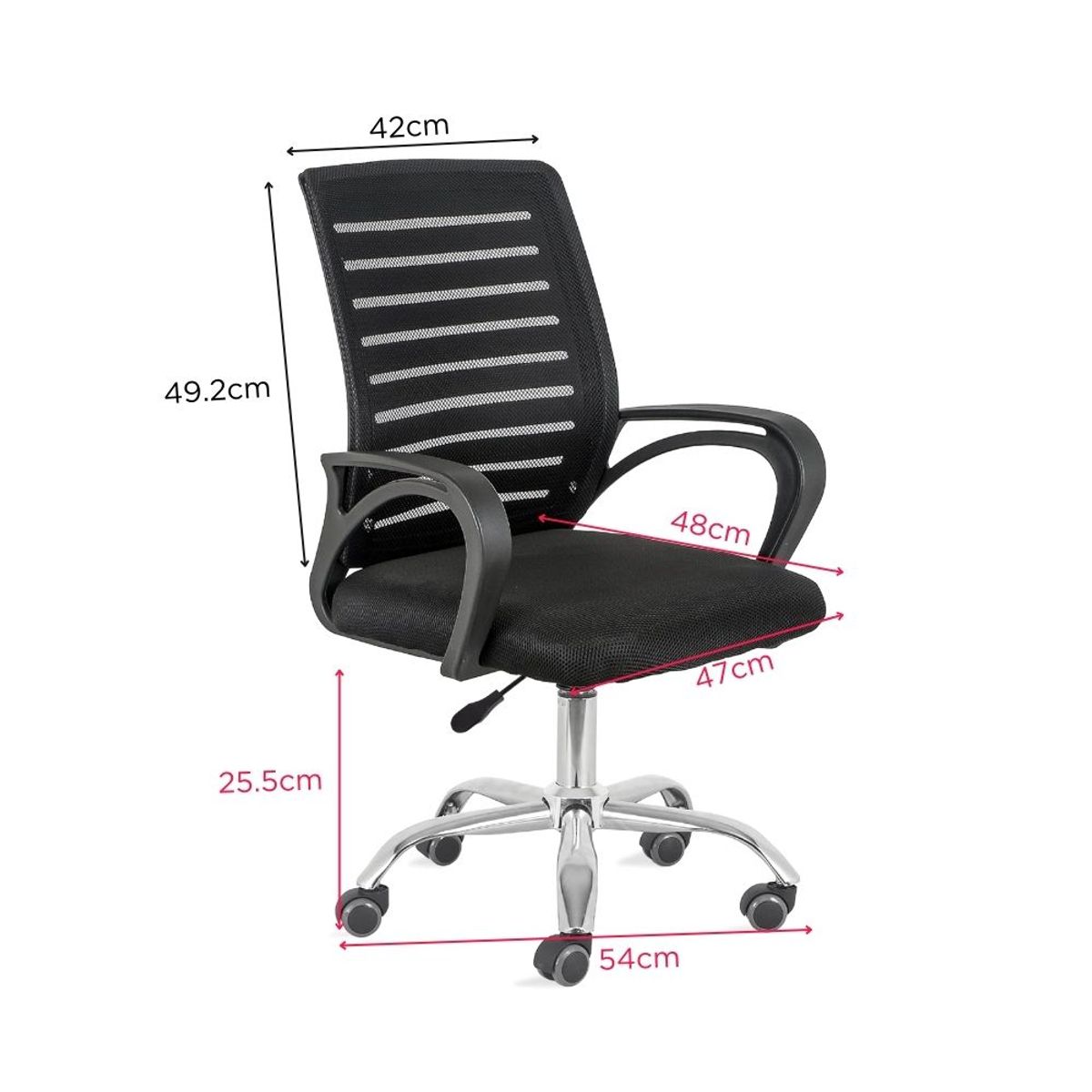 MINARI - Silla de Oficina Ergonómica con Respaldar Reforzable Negro LH3