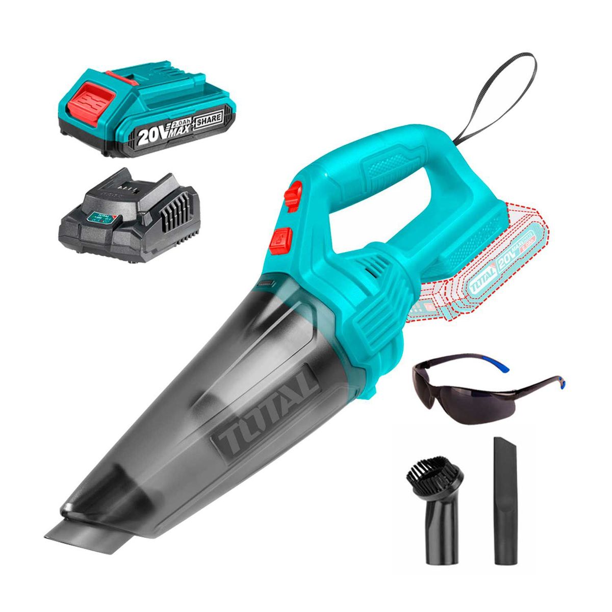 TOTAL TOOLS - ASPIRADORA INALÁMBRICA DE MANO 20V TOTAL PORTÁTIL