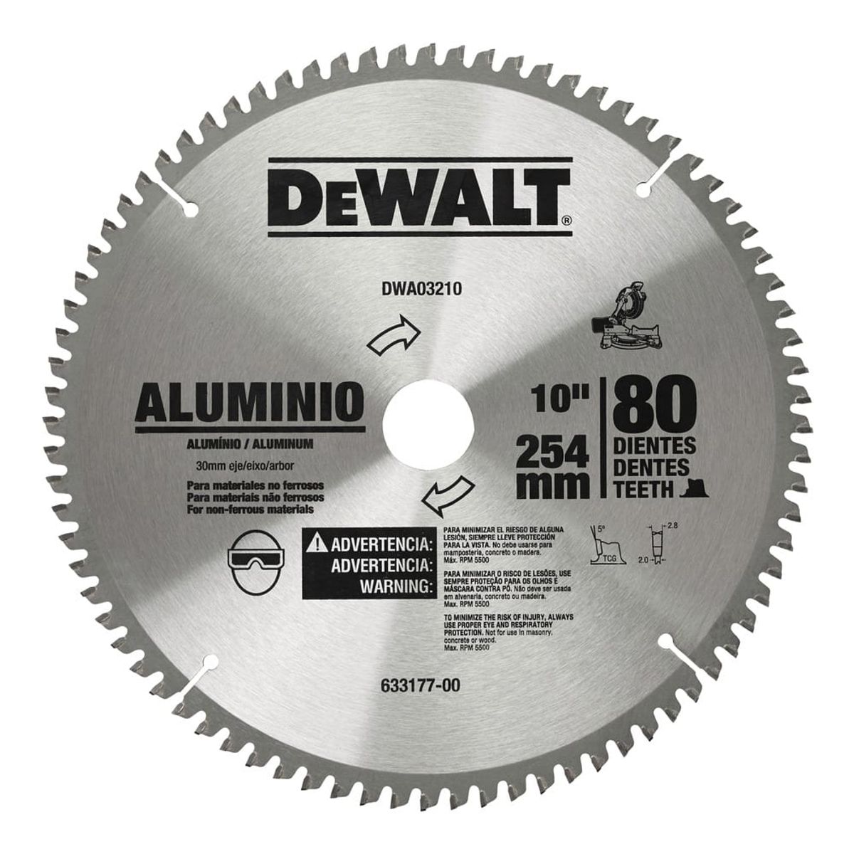 DEWALT - Disco para Aluminio 10'' 80T Dewalt DWA03210