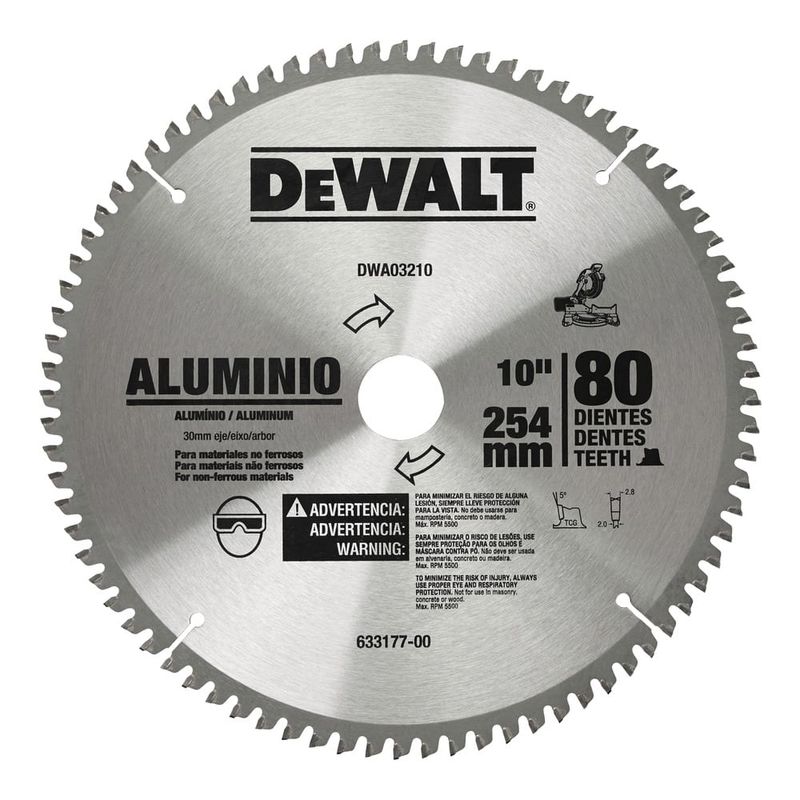 DEWALT - Disco para Aluminio 10 Pulg. 80T Dewalt DWA03210