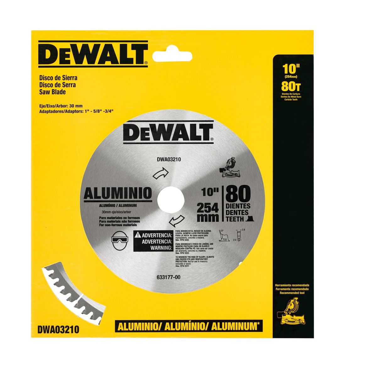 DEWALT - Disco para Aluminio 10'' 80T Dewalt DWA03210