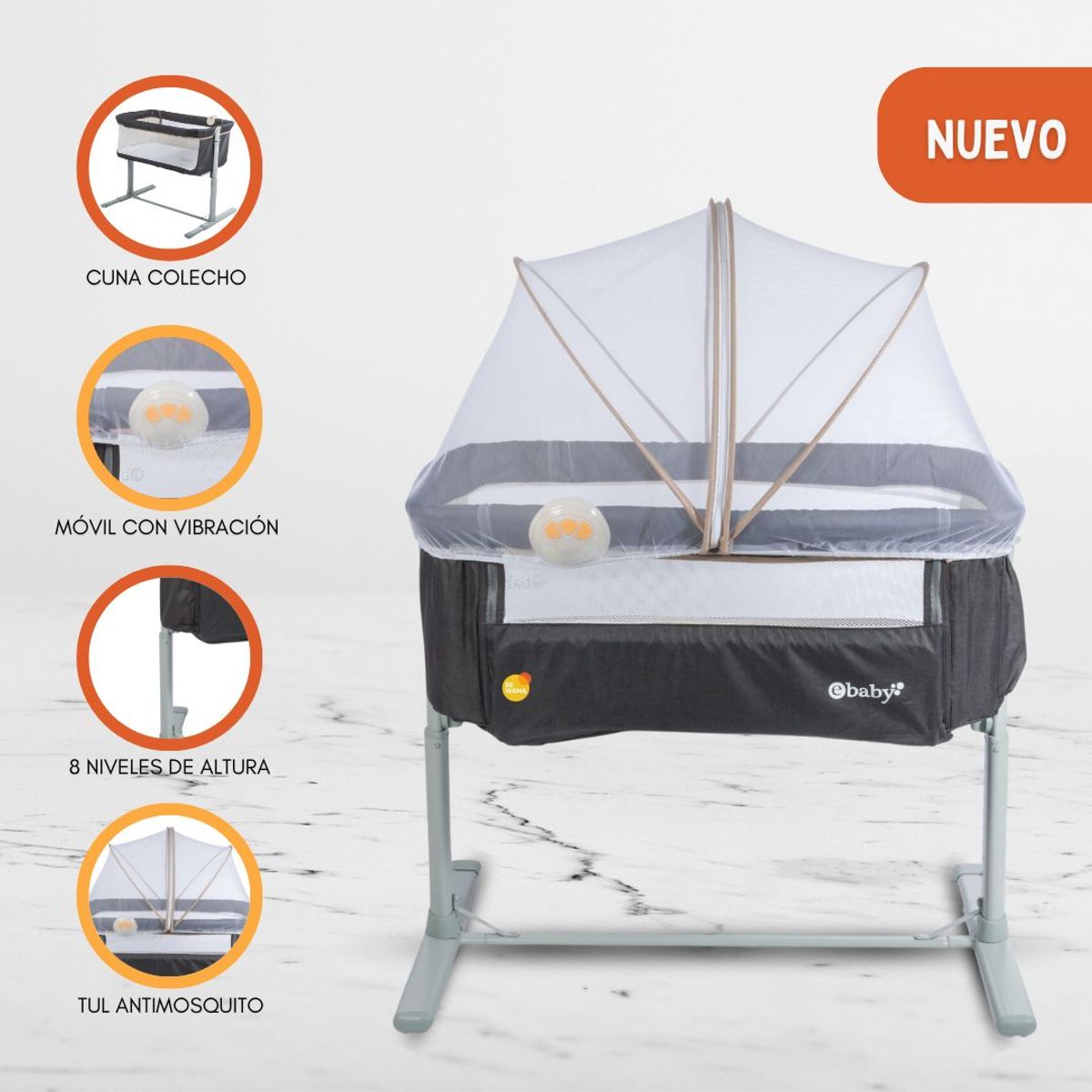 EBABY - Cuna Colecho para Bebes EBABY «TAMI» Beige