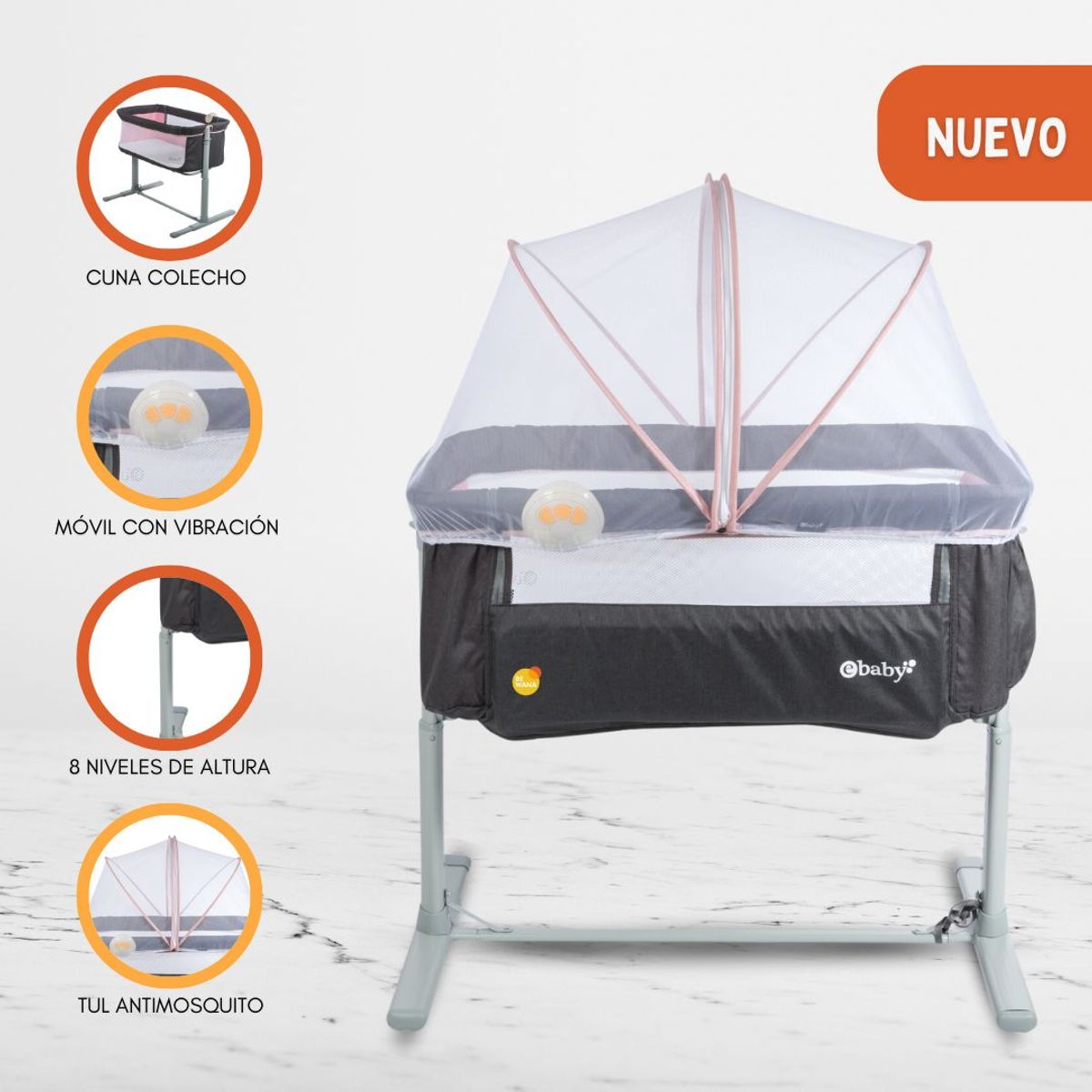 EBABY - Cuna Colecho para Bebes EBABY «TAMI» Pink