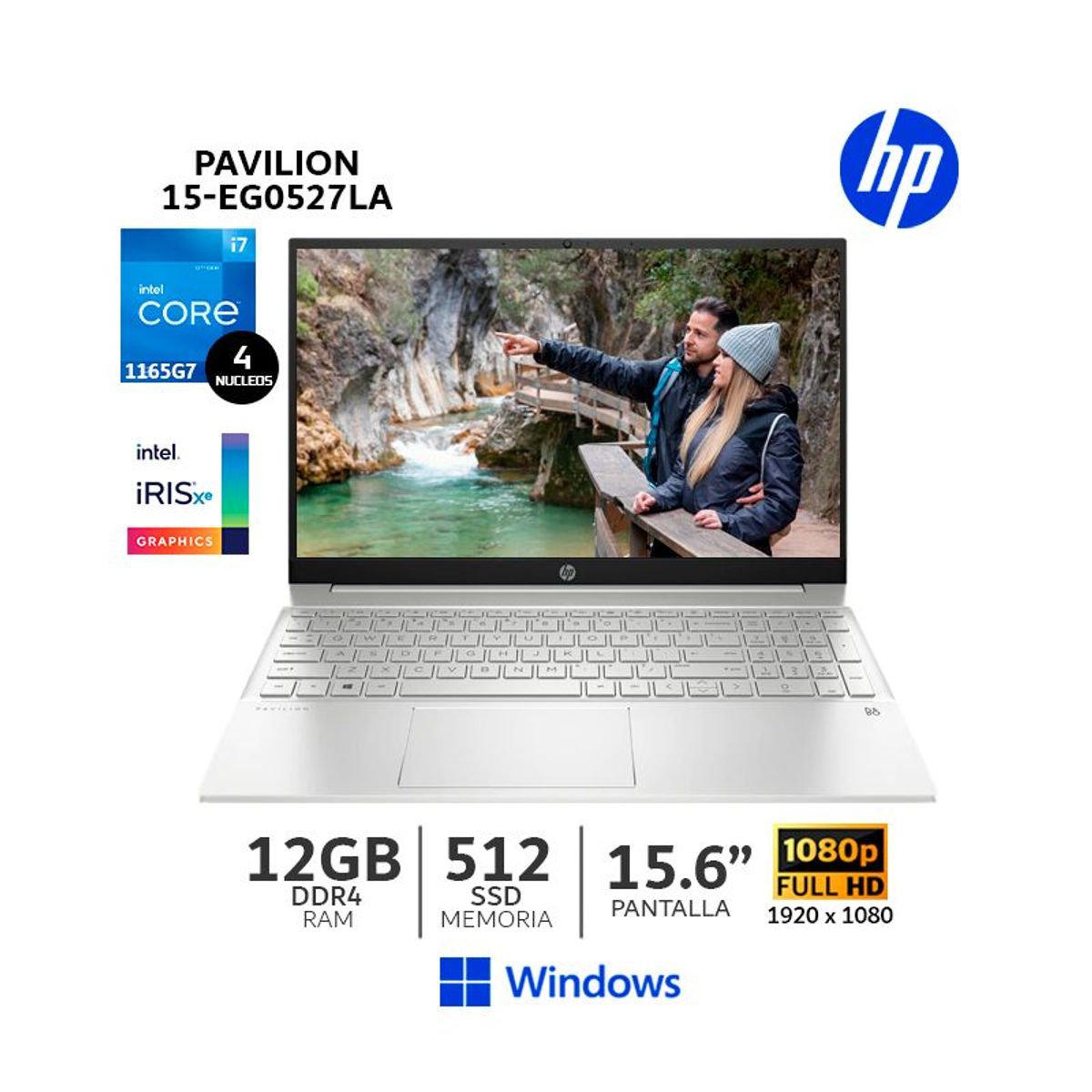 HP - Laptop HP Pavilion 15-eg0527la Core i7-1165G7/ 12GB  SSD 512Gb/ 15.6"/ Wind/ 84A50LA