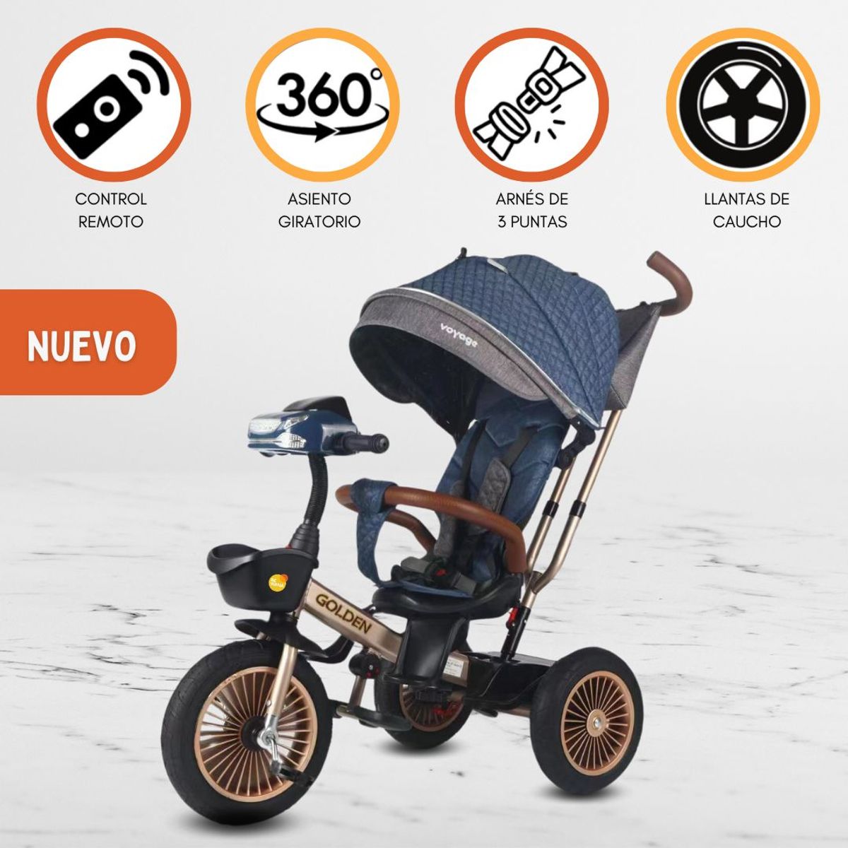 VOYAGE - Triciclo Guiador Para Niños «GOLDEN II» Blue