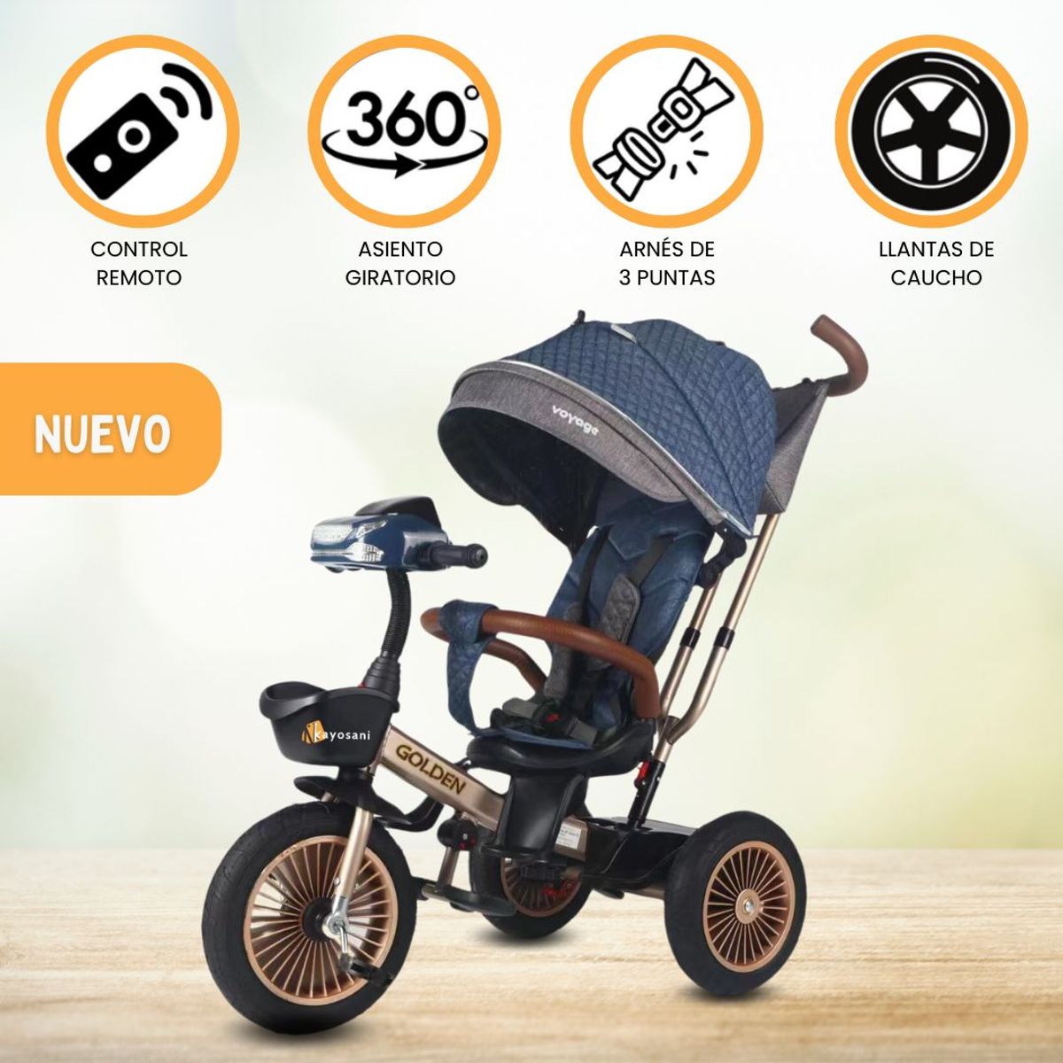 VOYAGE - Triciclo Guiador Para Niños VOYAGE «GOLDEN II» Blue
