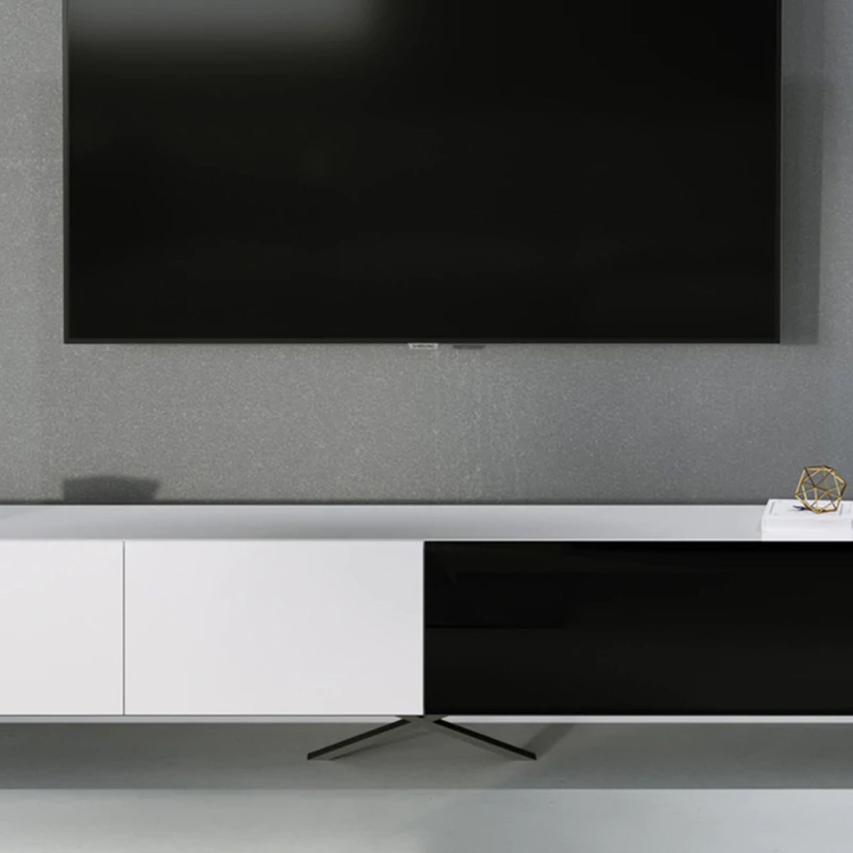 TU MESITA - Mesa de Tv Contemporánea Bladesch Blanco-Negro 230 cm TU MESITA