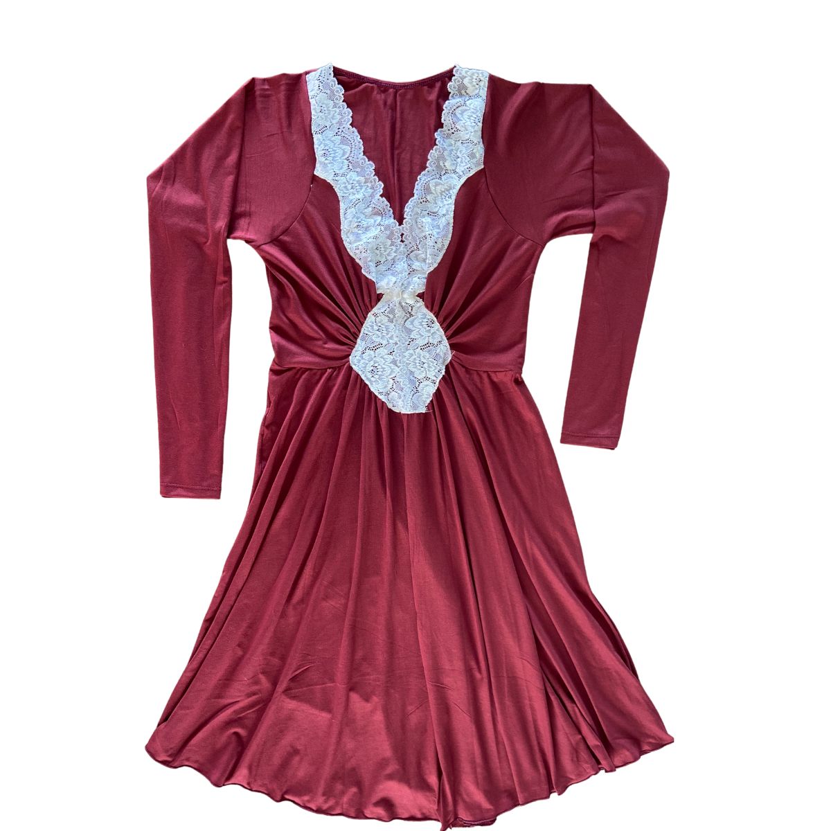 GENERICO - Camison Maternal Encaje Manga Larga Algodon BCxy Lenceria Maternal