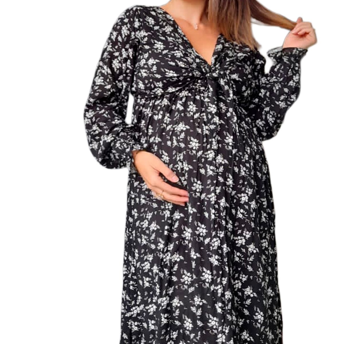 GENERICO - Vestido Maternal Lazo Sistema Lactancia Varios Colores