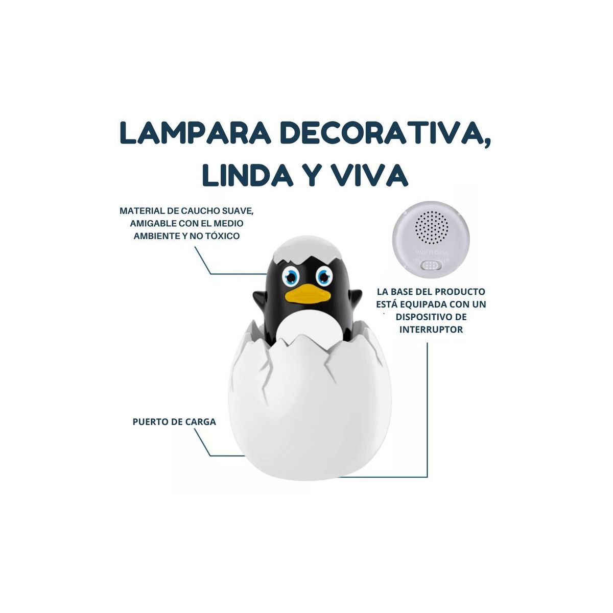 GENERICO - LAMPARA LED NIÑOS PINGUINO