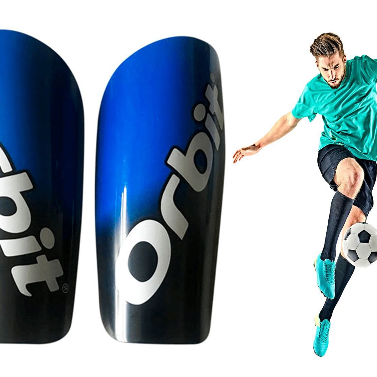 ORBIT - CANILLERA PARA FÚTBOL ADULTO AZUL