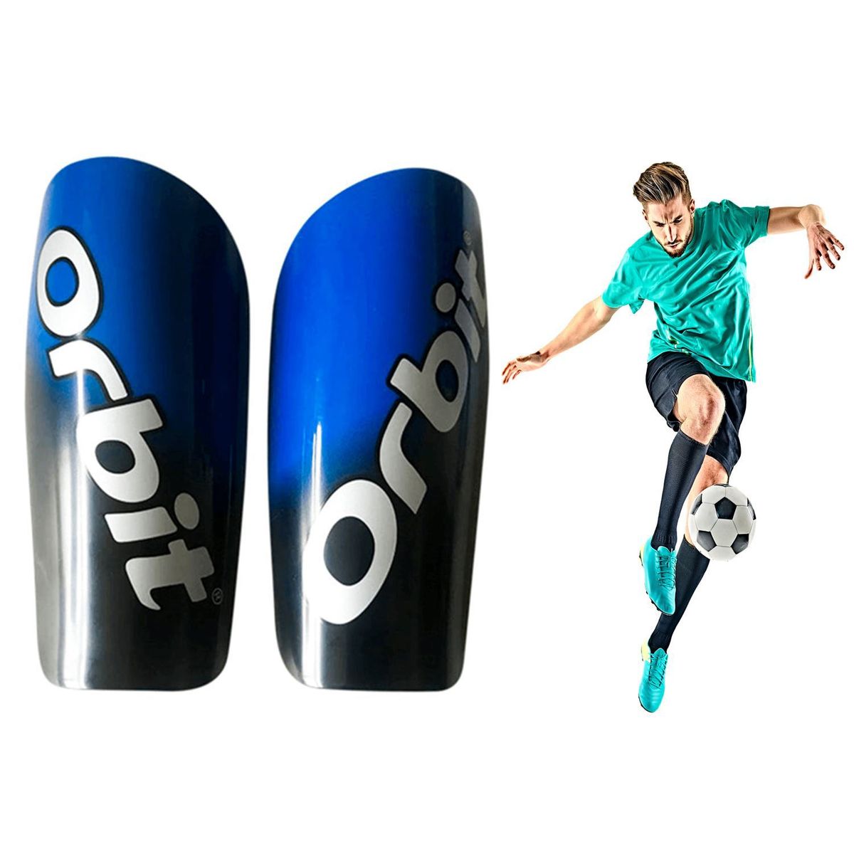 ORBIT - CANILLERA PARA FÚTBOL ADULTO AZUL