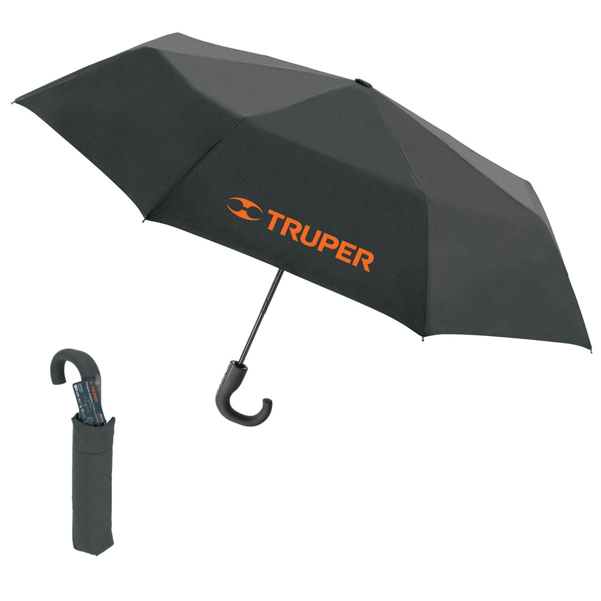 TRUPER - Paraguas compacto retráctil  sombrilla de 100 cm, Truper