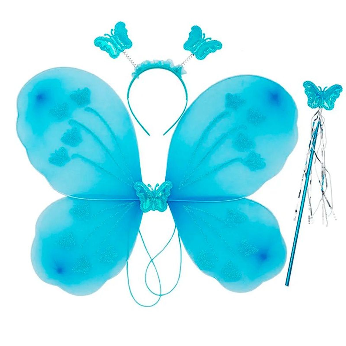 GENERICO - Alitas Mariposa Incluye  Alita -Diadema - Varita/  Celeste