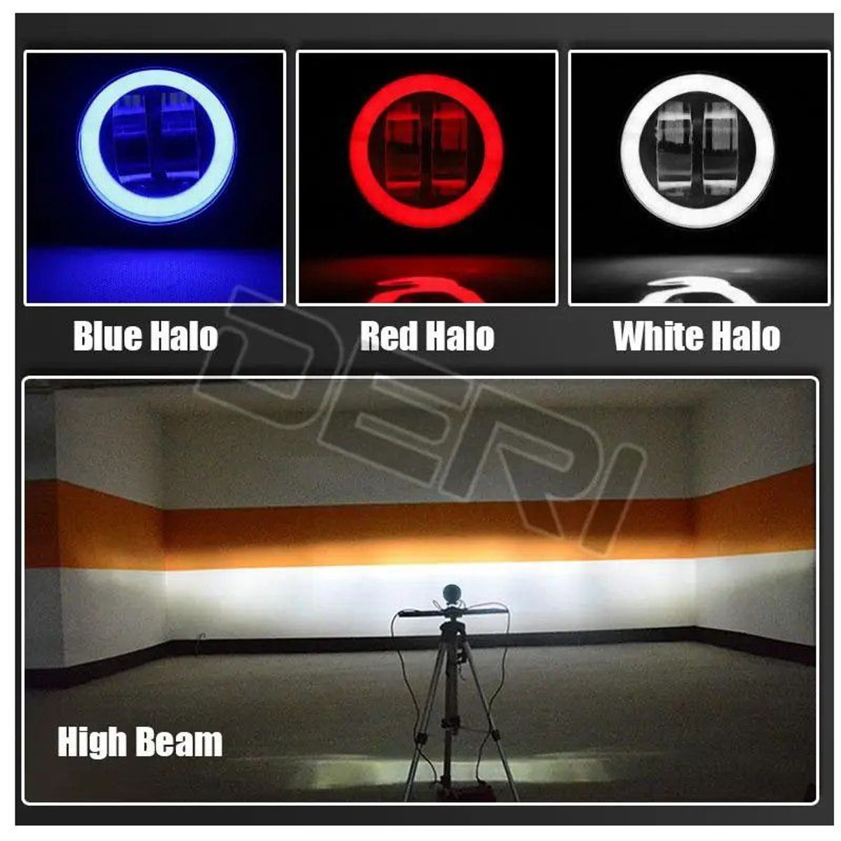 JET - Faro Led  Redondo Ojo De Angel 7cm 20w Lupa 6d Aro Azul 1pcs