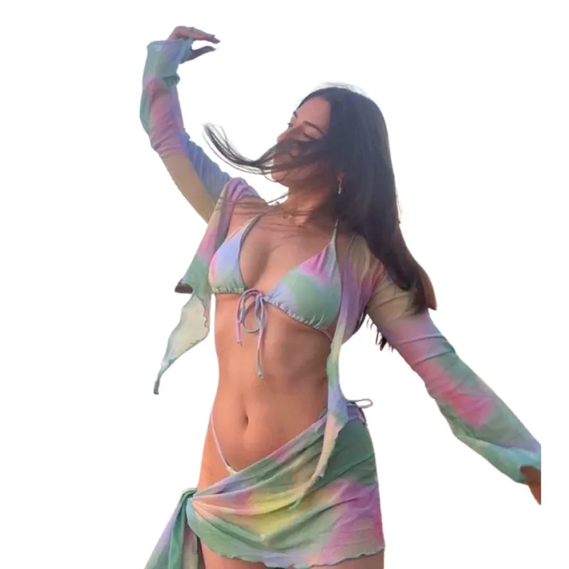 LIMA BIKINI - Bikini 4 piezas tie dye verde claro Lima bikini