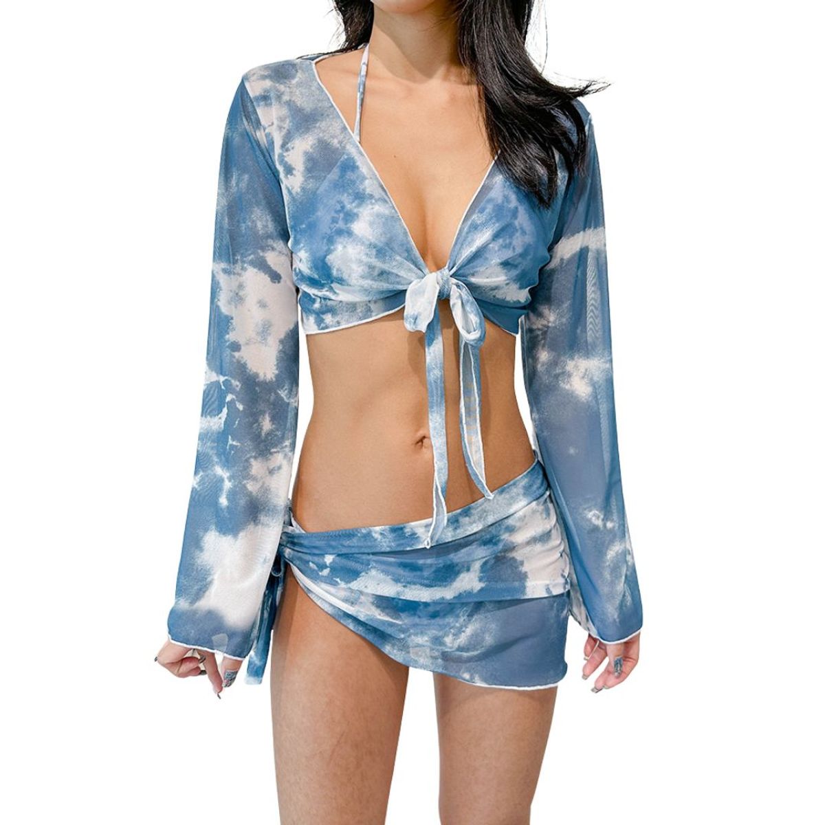 LIMA BIKINI - Bikini 4 piezas tie dye blue Lima bikini