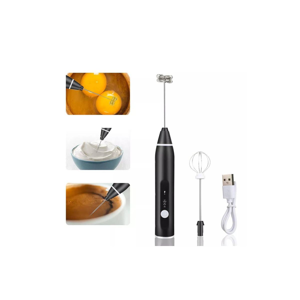 GENERICO - Espumador de leche mano de recargable por usb con batidores para café