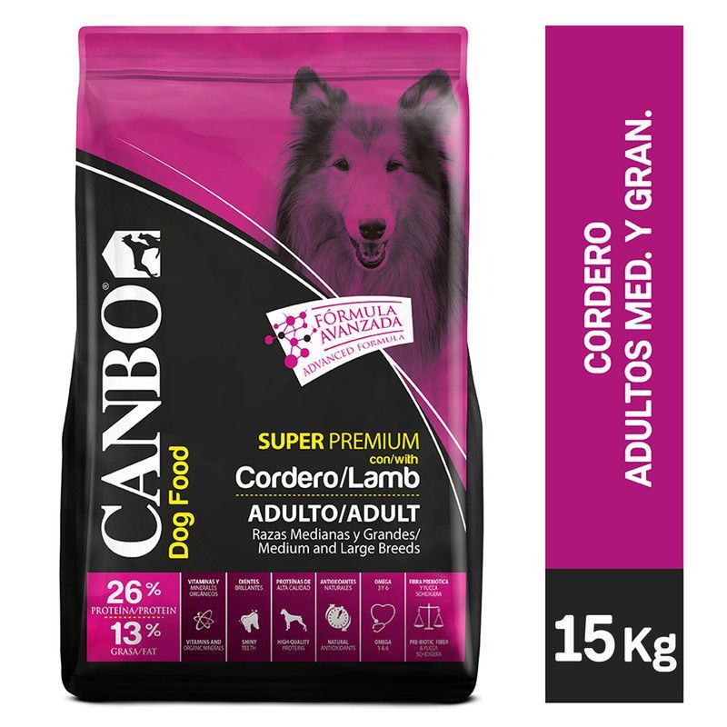 CANBO - CANBO PERROS ADULTOS 15KG RAZA MEDIANA Y GRANDE CORDERO