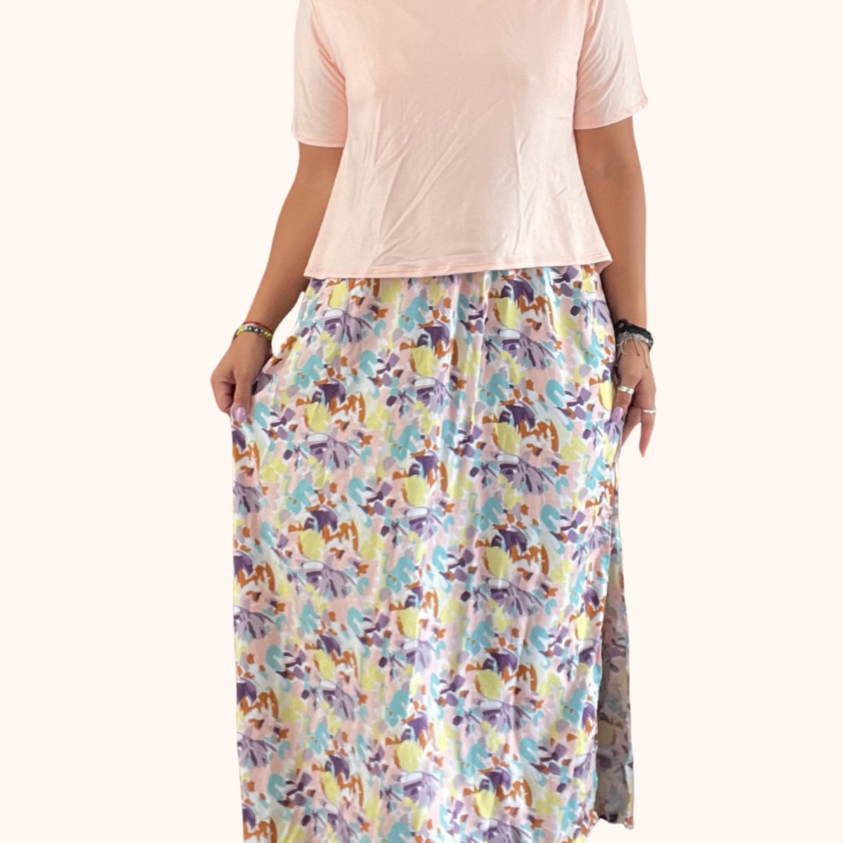 GENERICO - Vestido Maternal Falda Maxi Polo Aperturas Lactancia FloreadoRosado