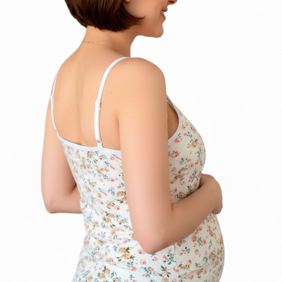 GENERICO - Polo Tiritas Broche Lactancia Top Incorporado FloreadoCrema