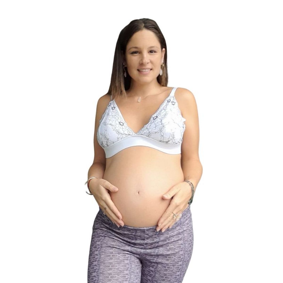 GENERICO - Sostén Maternal Halter Broche Lactancia Pretina Ancha Floreado