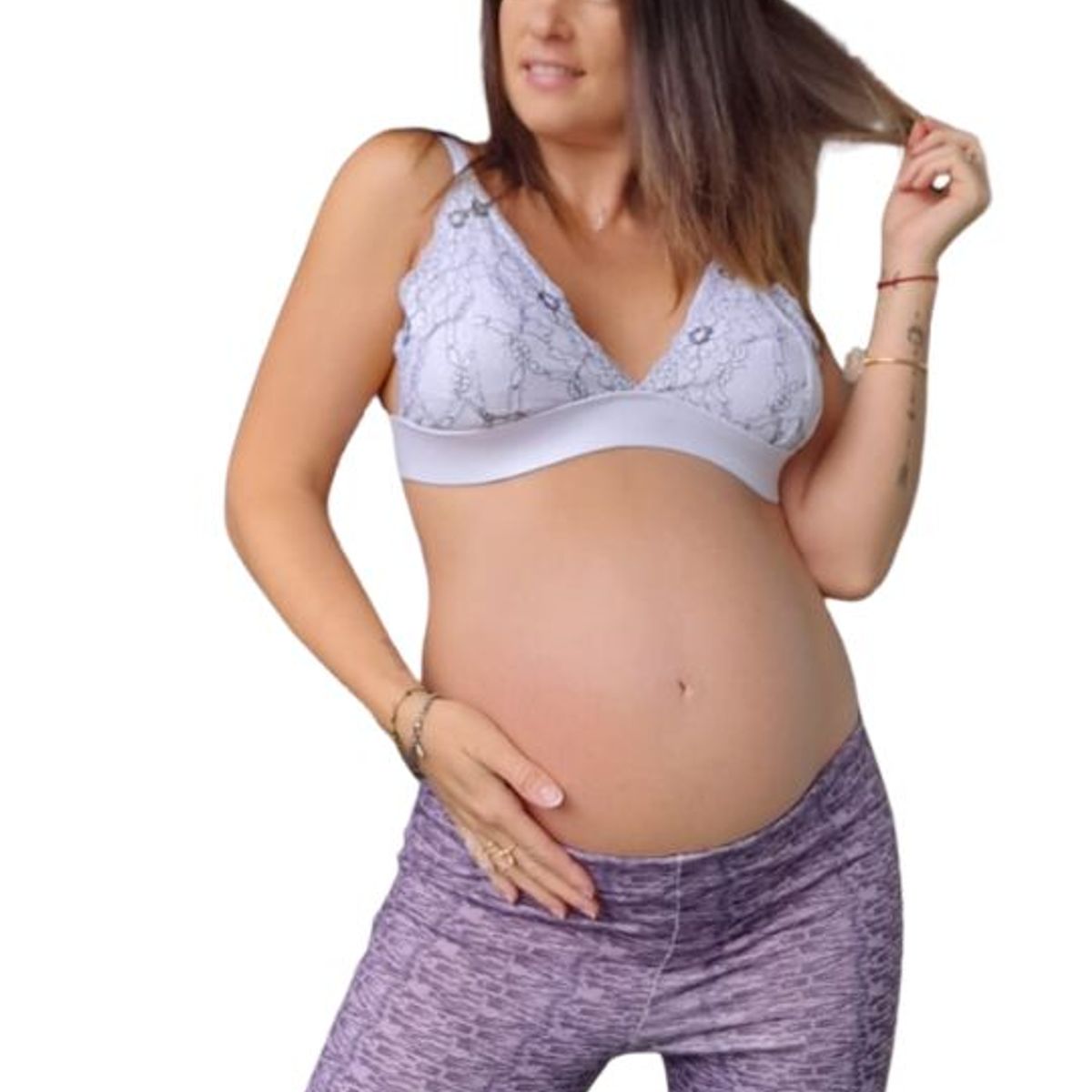 GENERICO - Sostén Maternal Halter Broche Lactancia Pretina Ancha Floreado