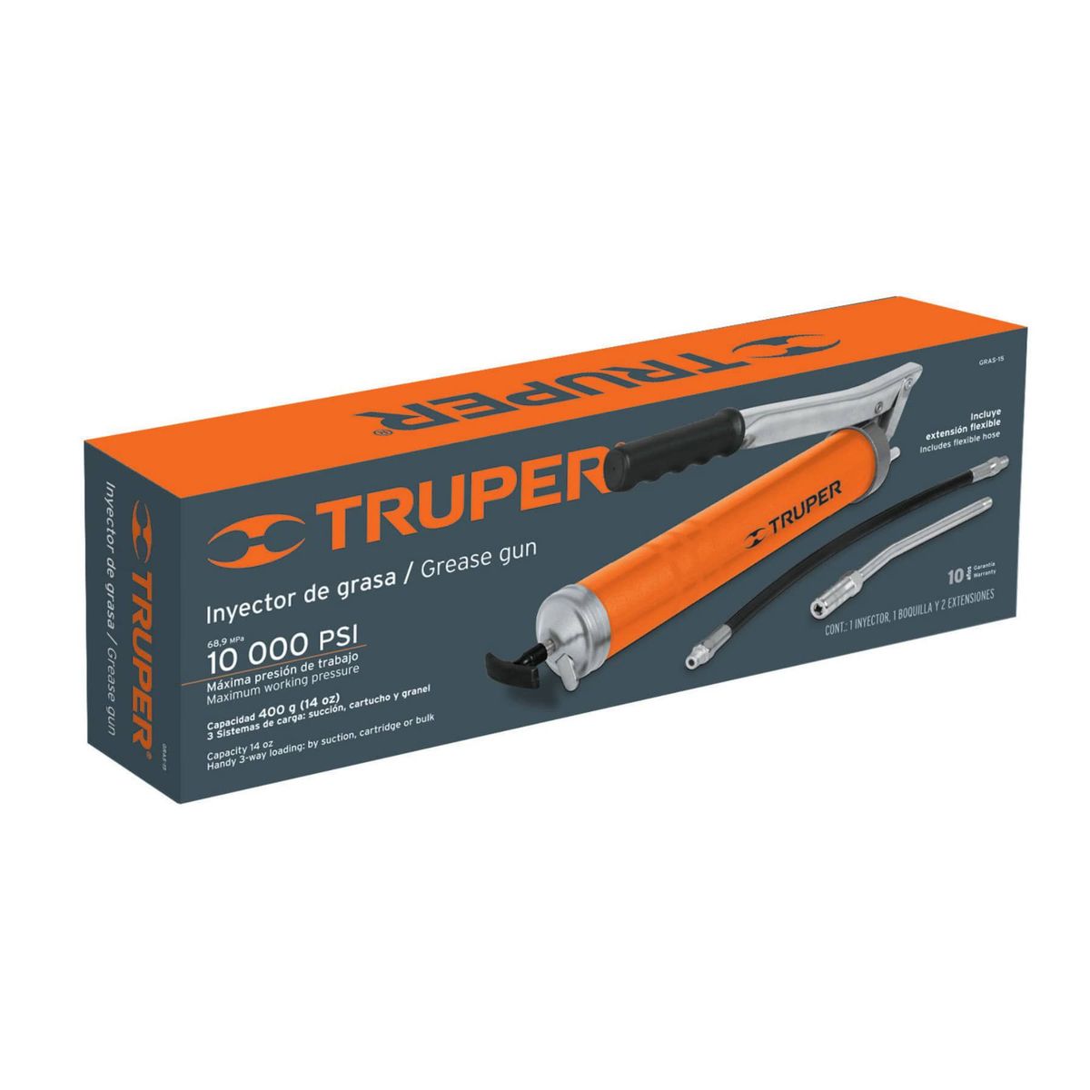 TRUPER - Engrasadora Manual Profesional 14 Onz Truper 14861 - 10,000 Psi