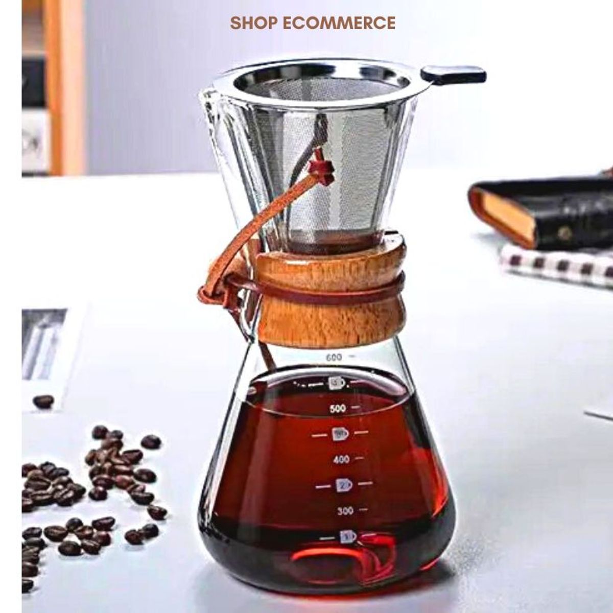 GENERICO - Cafetera chemex transparente de 600 ml