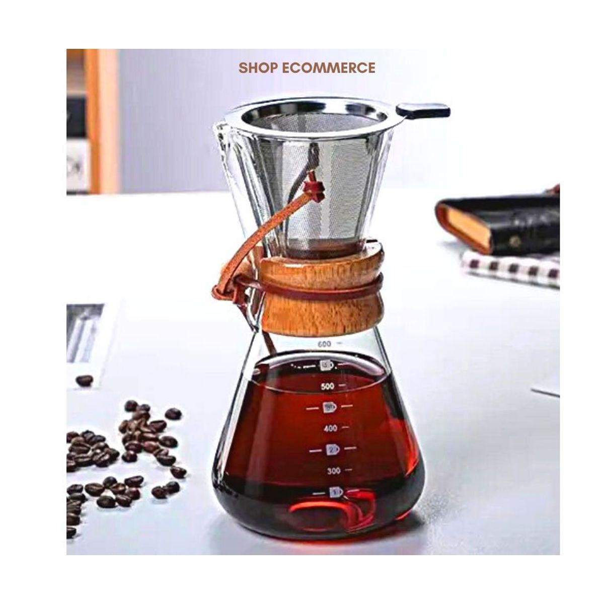 GENERICO - Cafetera chemex transparente de 600 ml