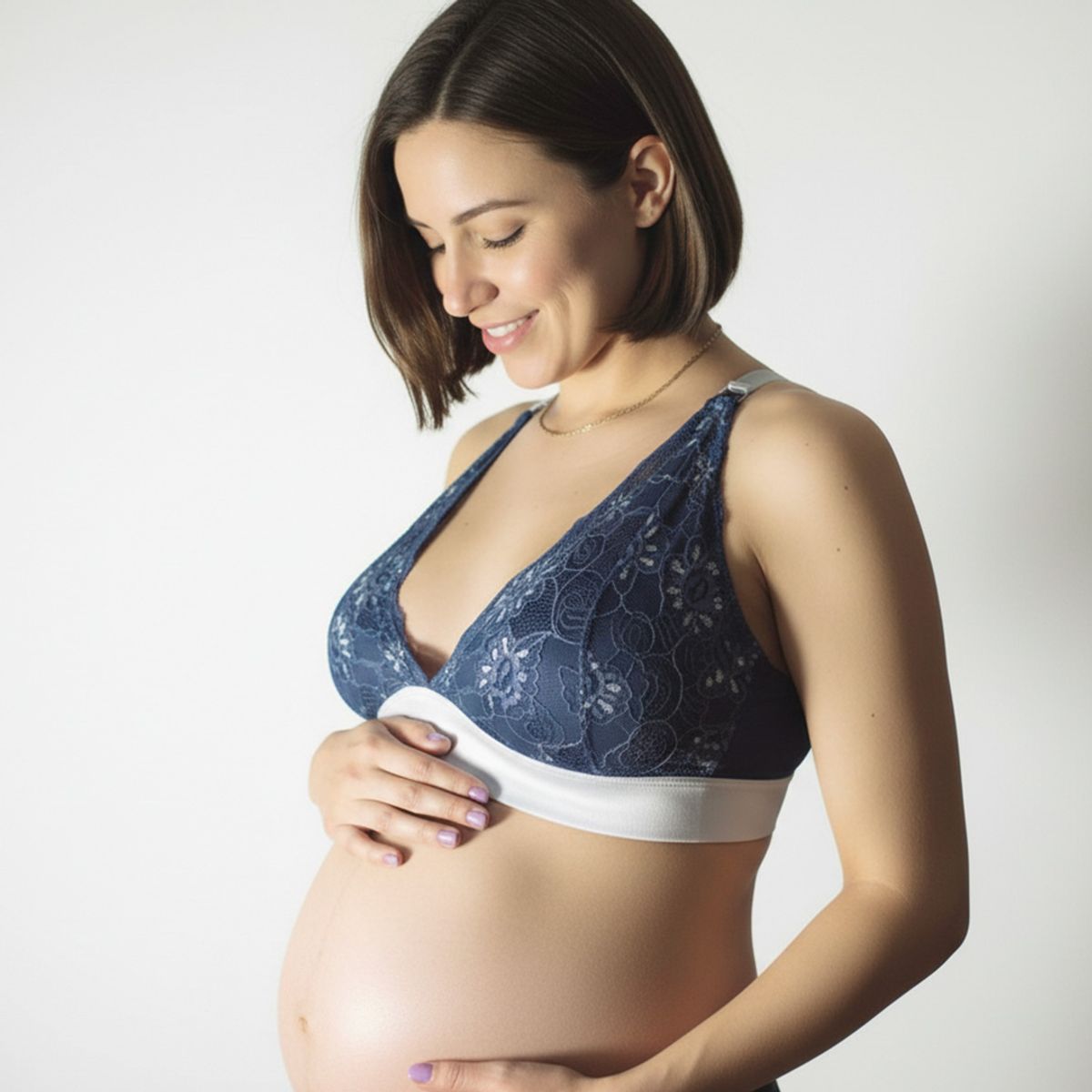 GENERICO - Sostén Maternal Halter Broche Lactancia Pretina Ancha Azul