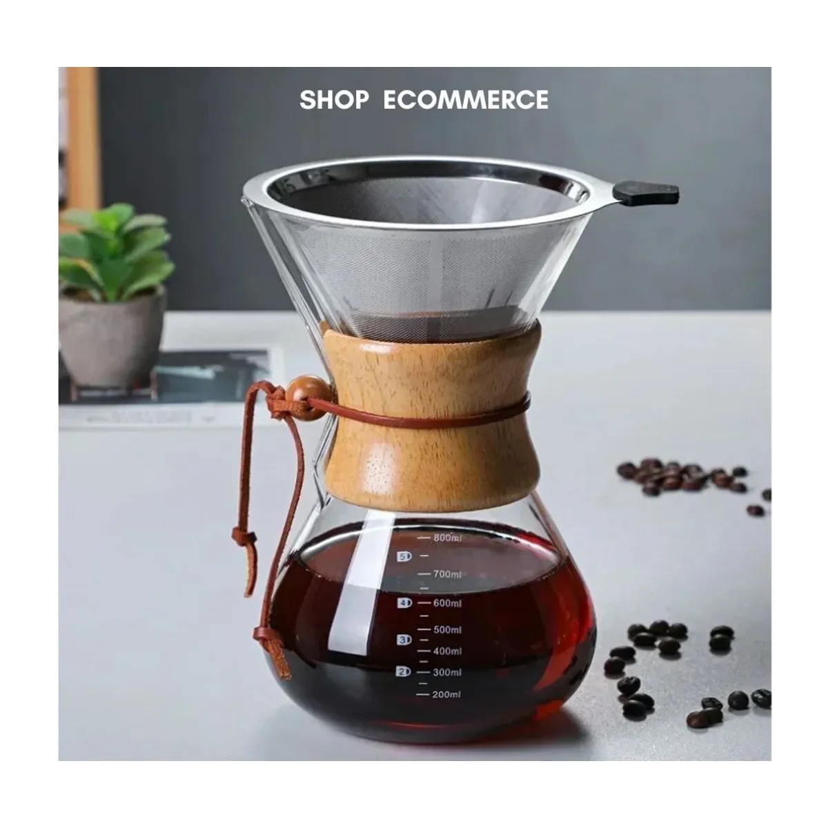 GENERICO - Cafetera CHEMEX 800ml  filtro de acero