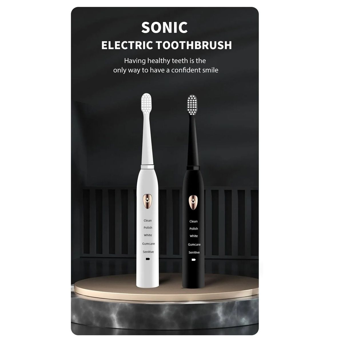 GENERICO - CEPILLO ELECTRICO RECARGABLE CON SENSOR DE PRESION - BLANCO