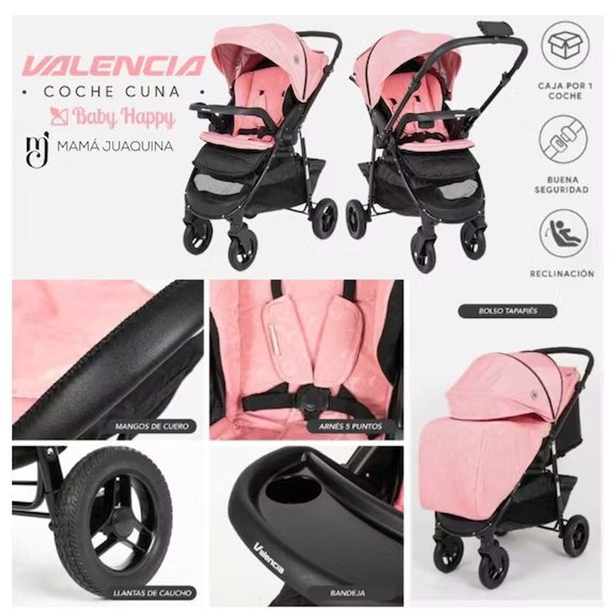 GENERICO - Coche Cuna Valencia Azul 2070 con Bolso Tapapiés