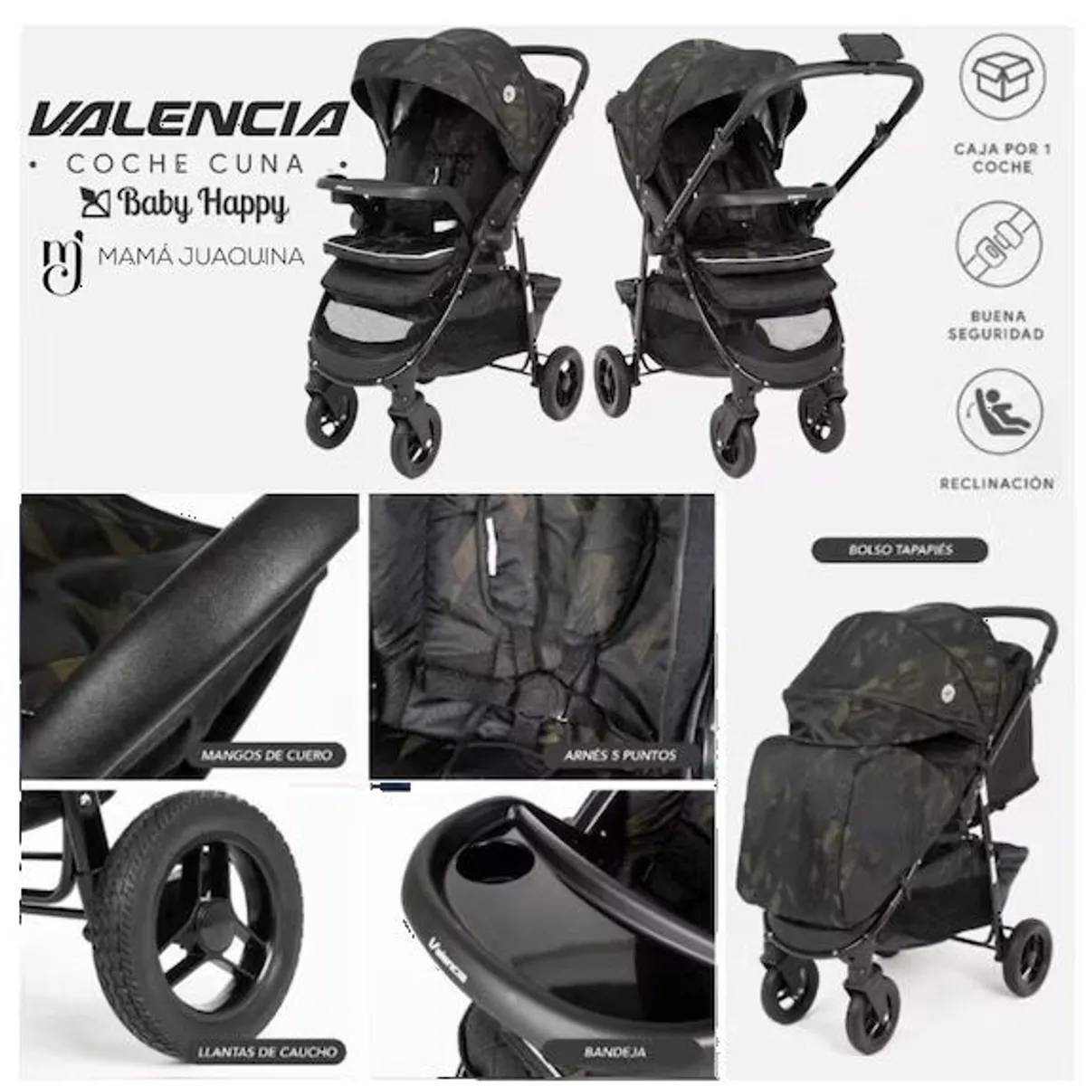 GENERICO - Coche Cuna Valencia 2070 con Bolso Tapapiés