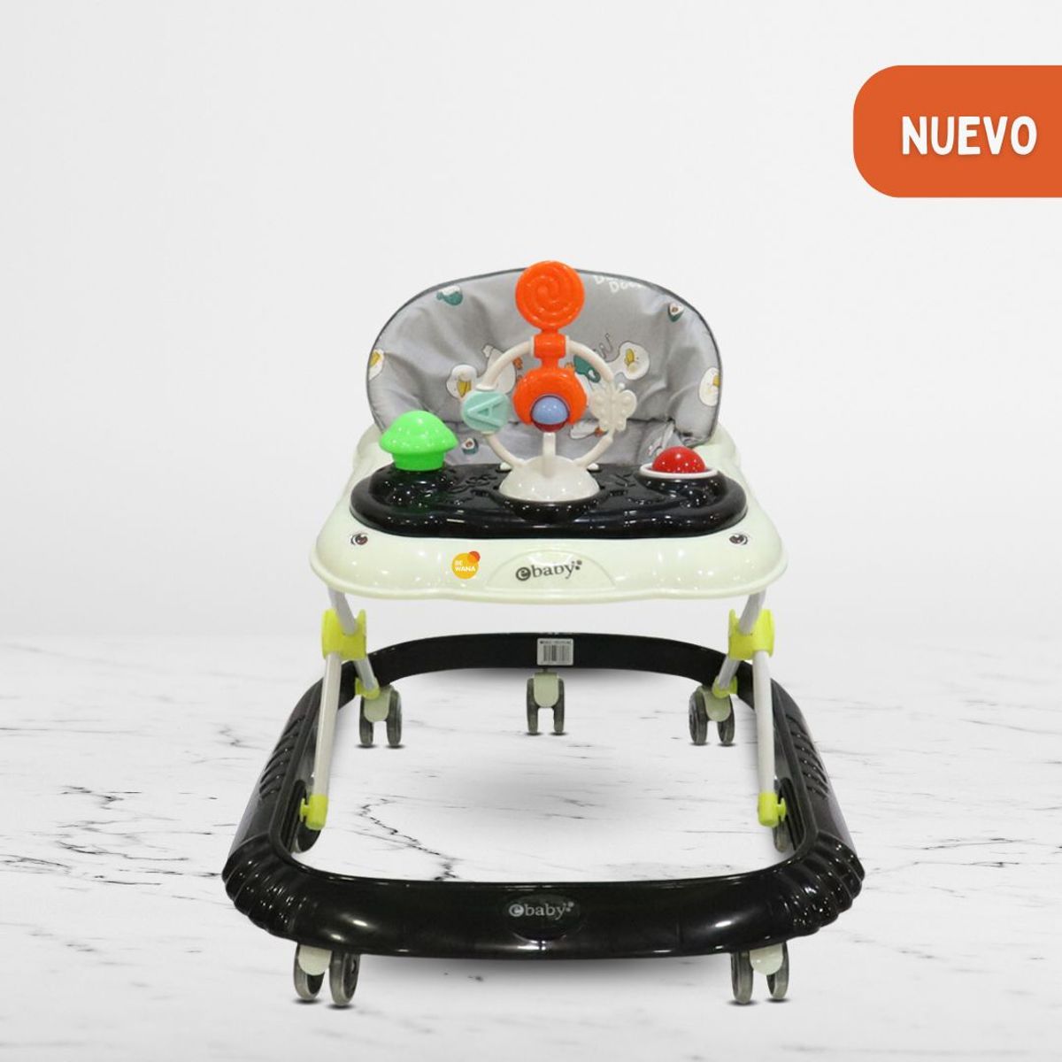 EBABY - Andador con bandeja divertida para Bebés «CRISTAL» Black