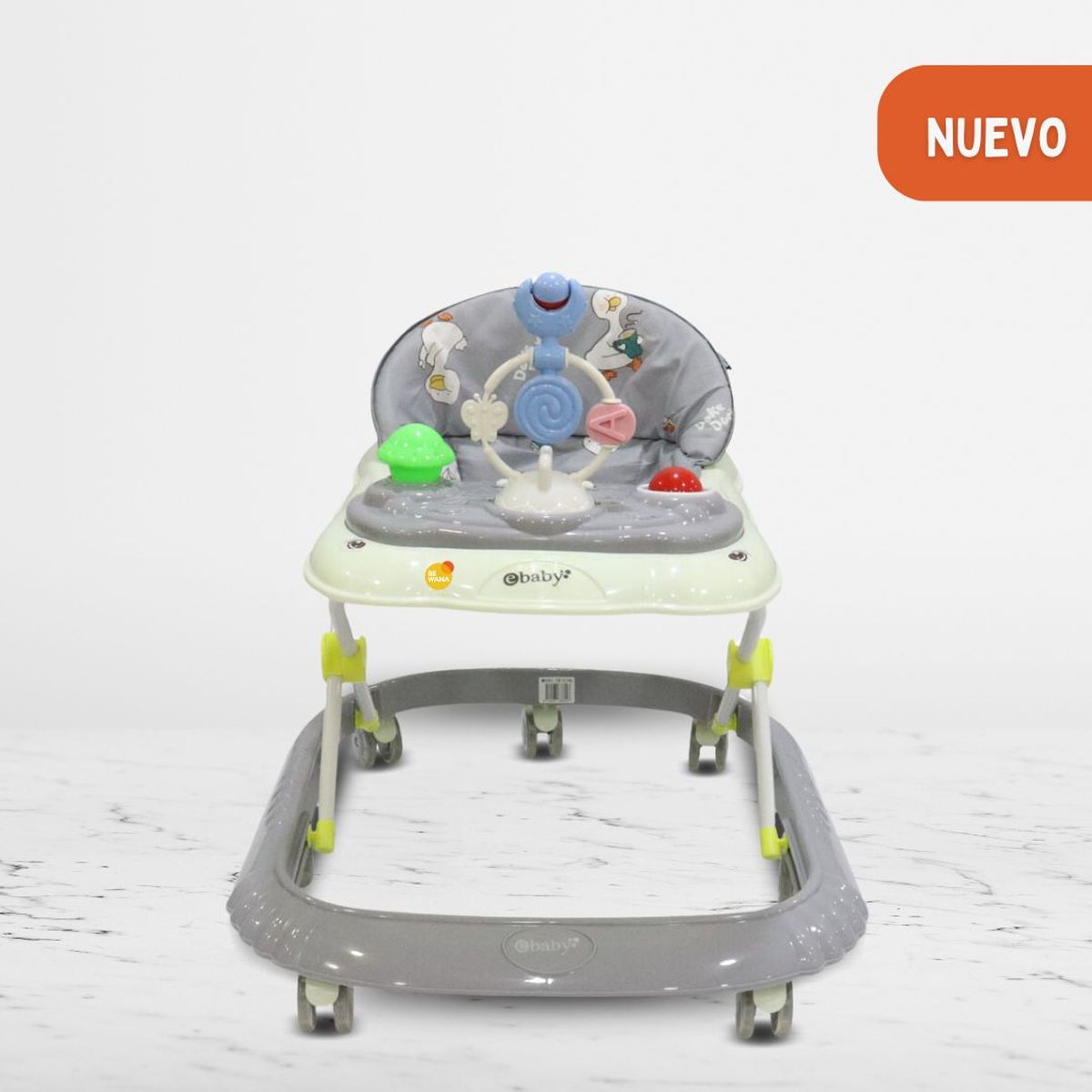 EBABY - Andador con bandeja divertida para Bebés «CRISTAL» Gray