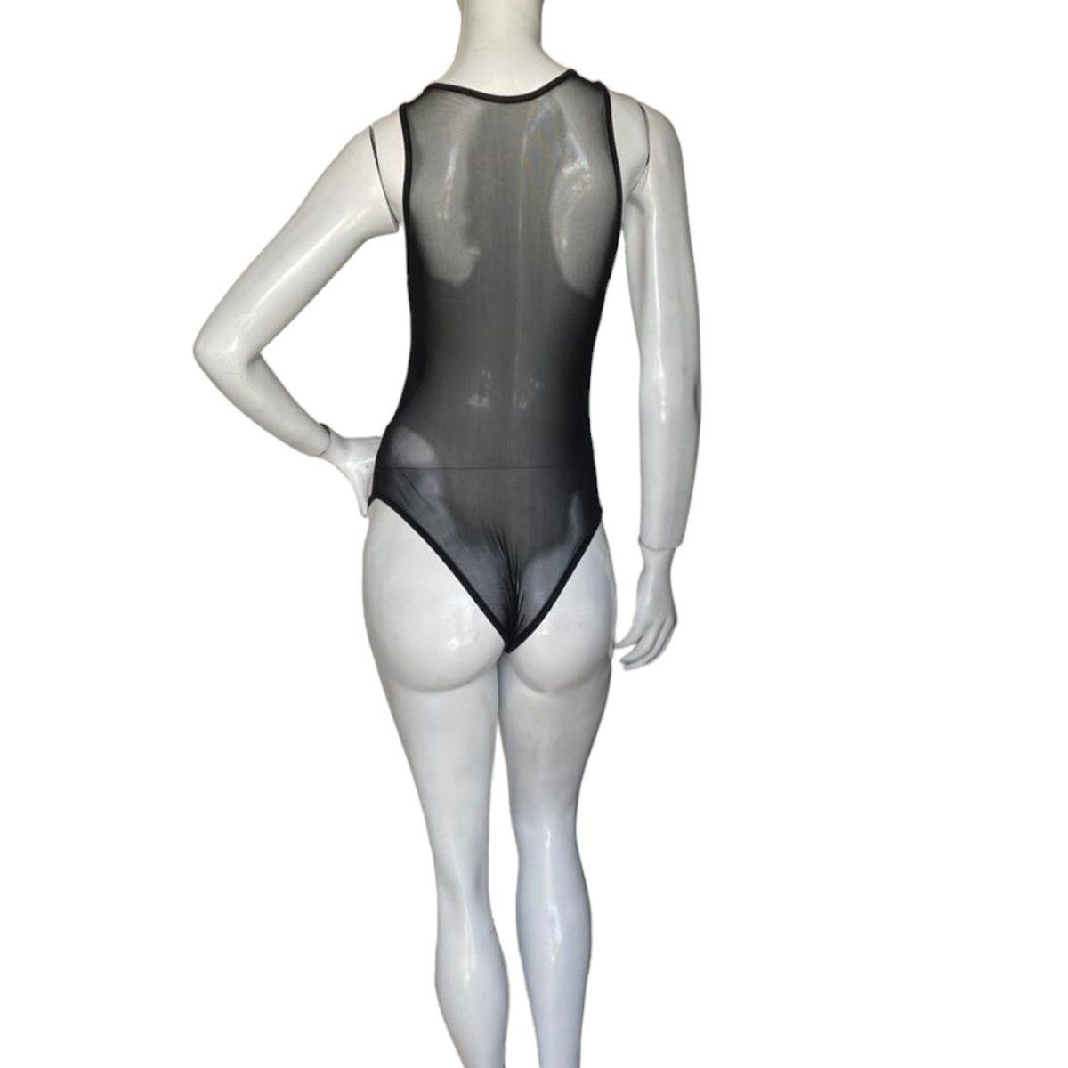 GENERICO - LENCERIA EXCLUSIVA Body de Malla Transparente Cruzado