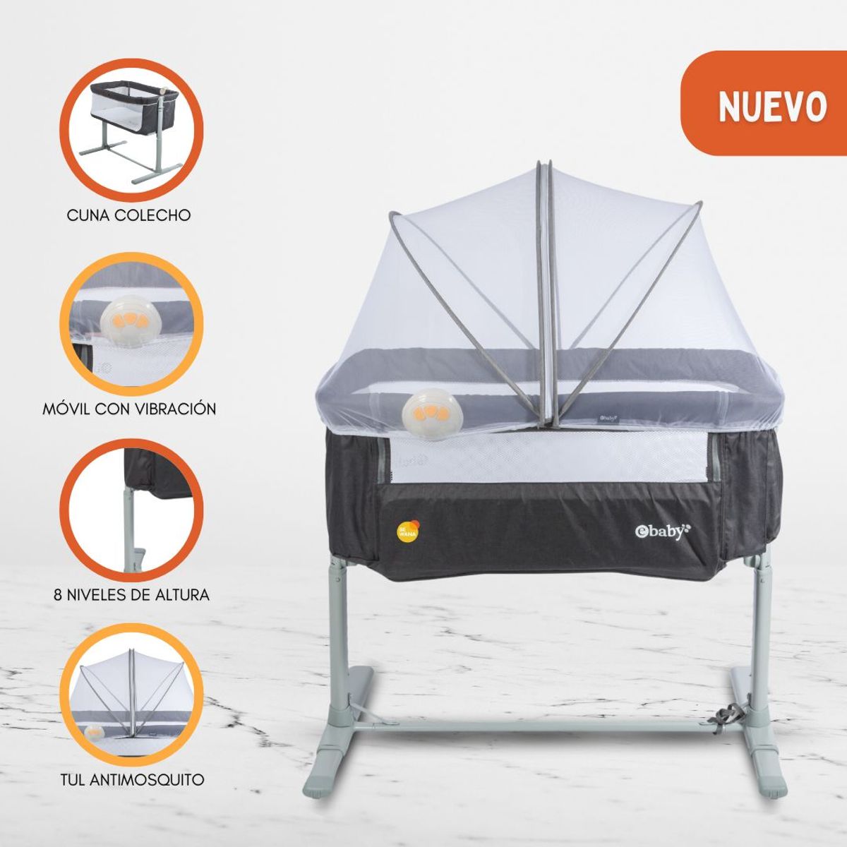 EBABY - Cuna Colecho para Bebes EBABY «TAMI» Gray