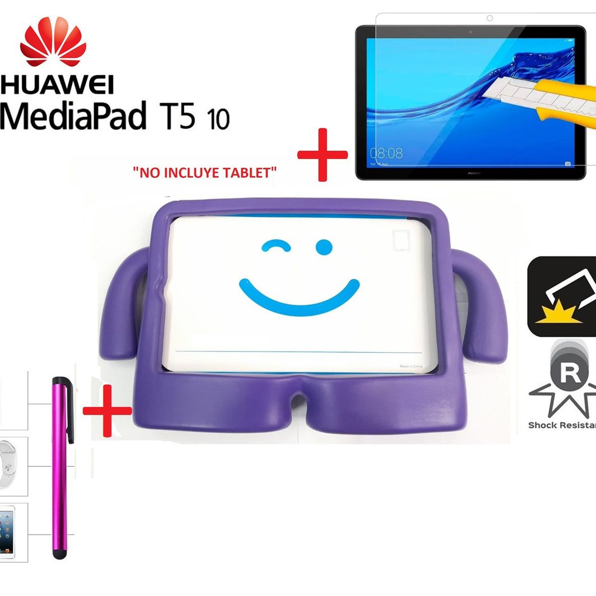 GENERICO - Funda Niños + Mica de Vidrio + Lapiz para Huawei MediaPad T5 10 Case