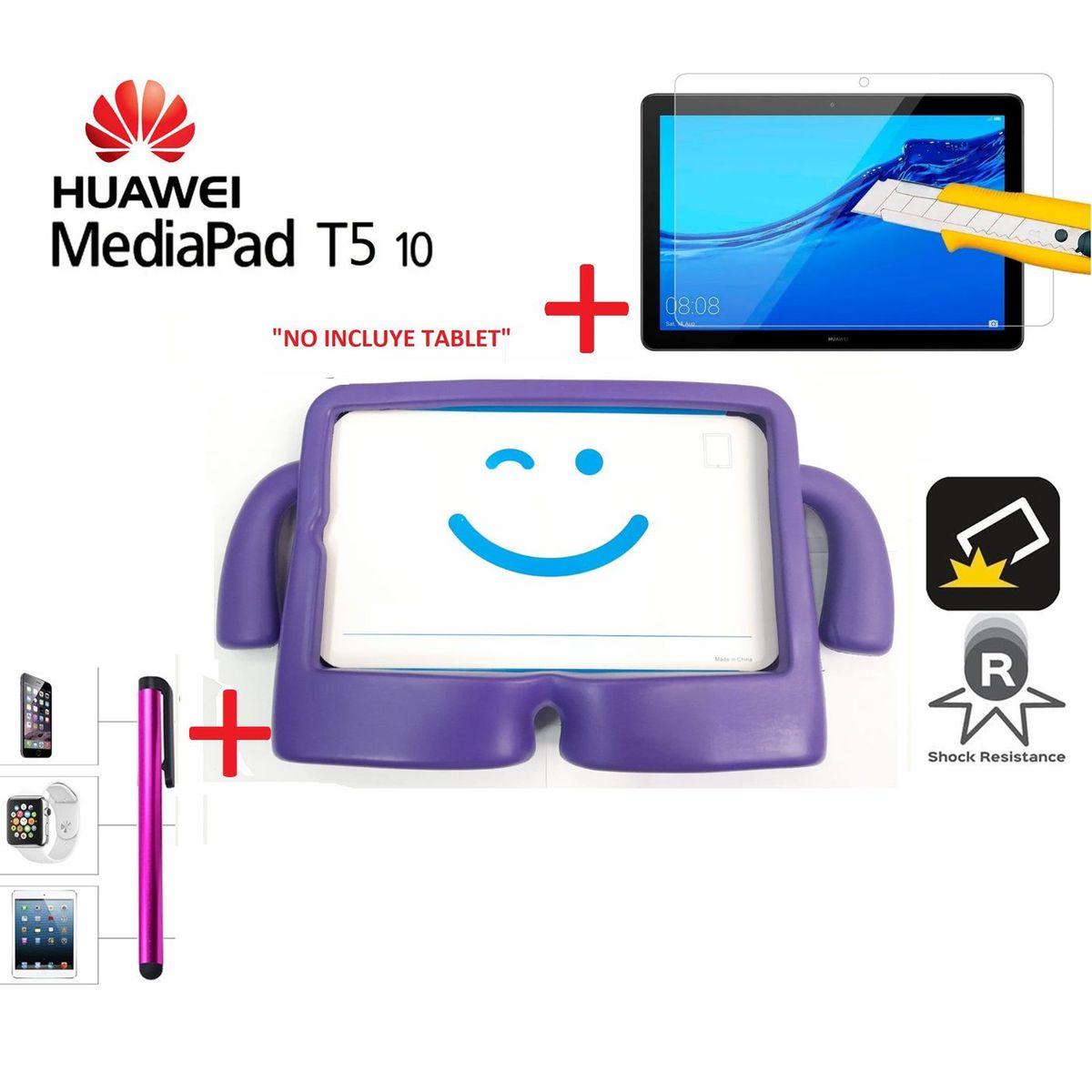 GENERICO - Funda Niños + Mica de Vidrio + Lapiz para Huawei MediaPad T5 10 Case