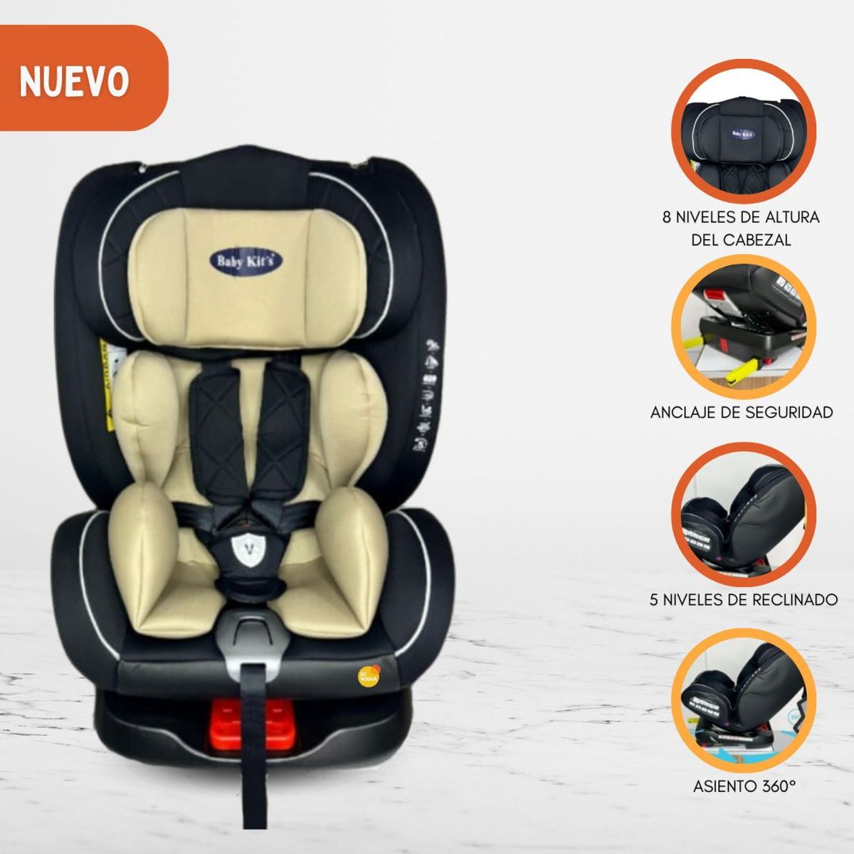 BABY KITS - Silla de Auto para Bebé «BARLETTA» Yellow
