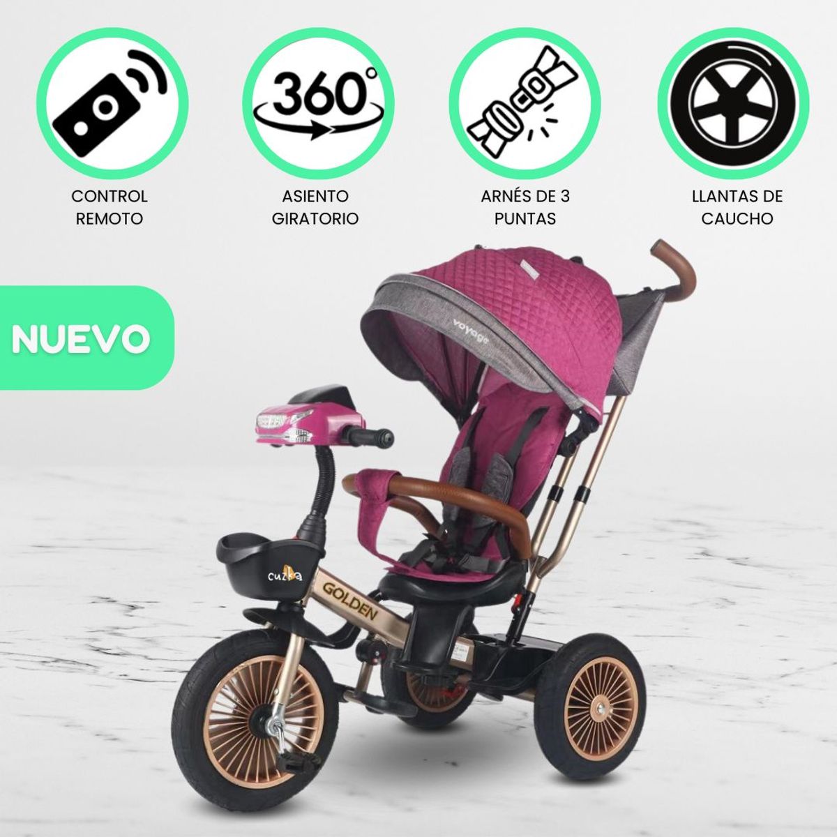 VOYAGE - Triciclo Guiador Para Niños «GOLDEN II» Purple