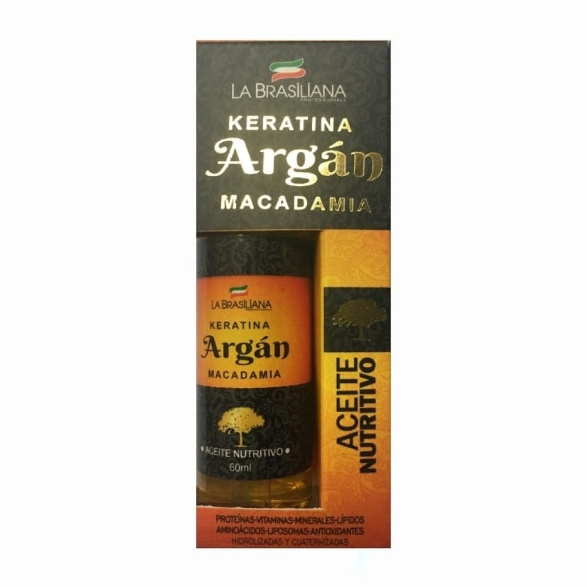 LA BRASILIANA - Aceite Nutritivo Argán Keratina Macadamia La Brasiliana 60 ml.