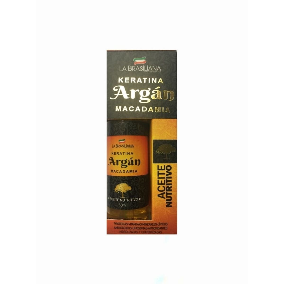 LA BRASILIANA - Aceite Nutritivo Argán Keratina Macadamia La Brasiliana 60 ml.